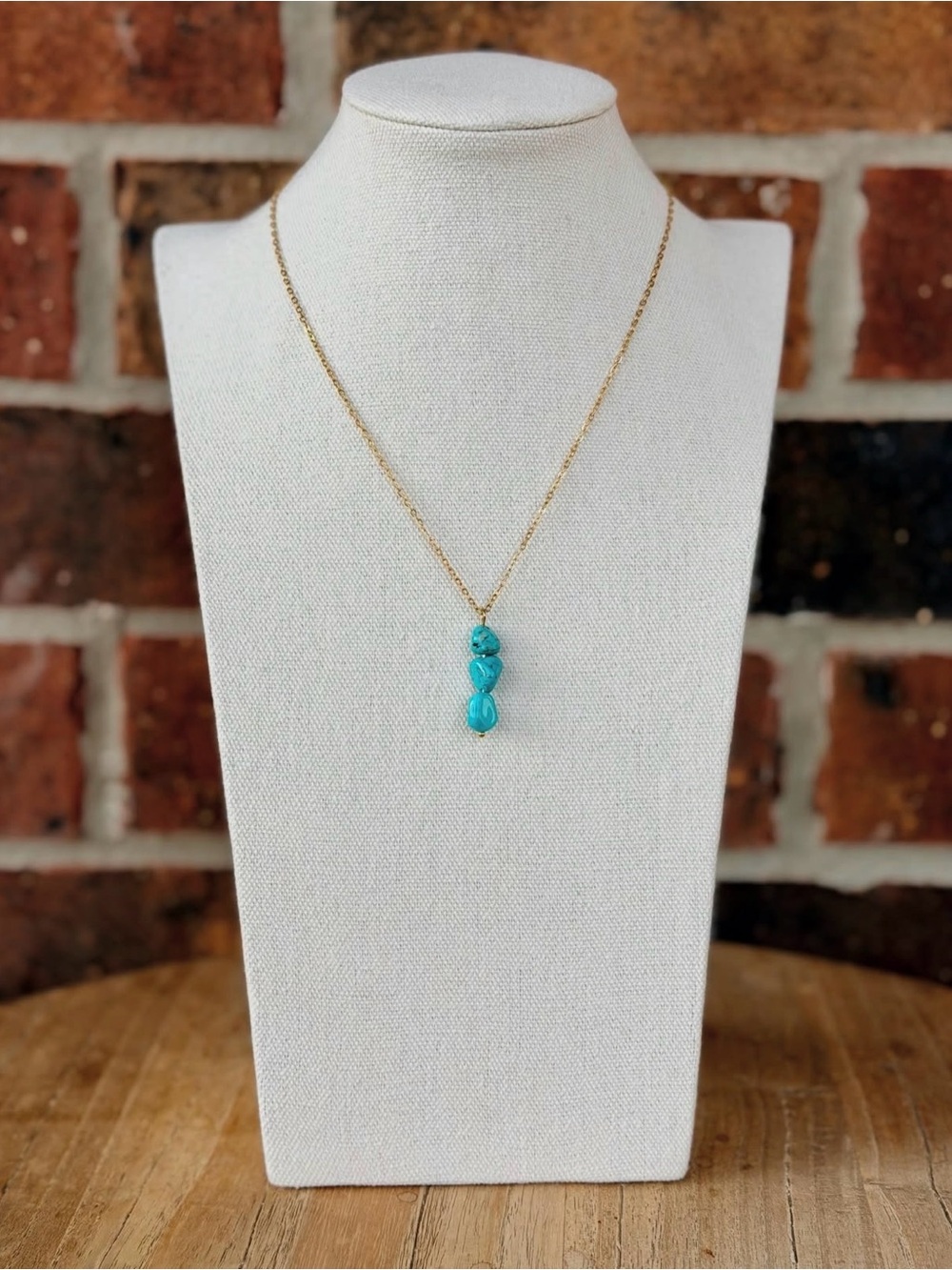 Chunky Turquoise Stone Gold Necklace
